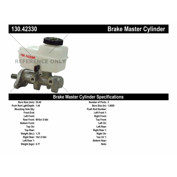 Centric Premium Brake Master Cylinder 130.42330