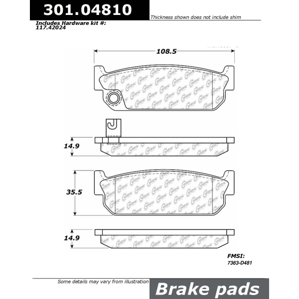 Centric Premium Ceramic Rear Disc Brake Pads 301.04810
