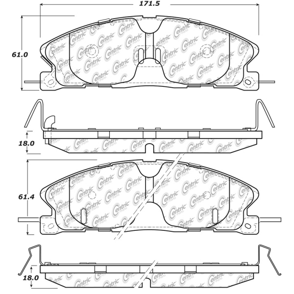 Centric Premium Semi-Metallic Front Disc Brake Pads 300.16111