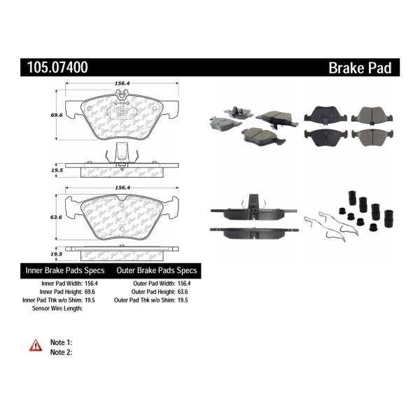 Centric Posi Quiet™ Ceramic Front Disc Brake Pads 105.07400