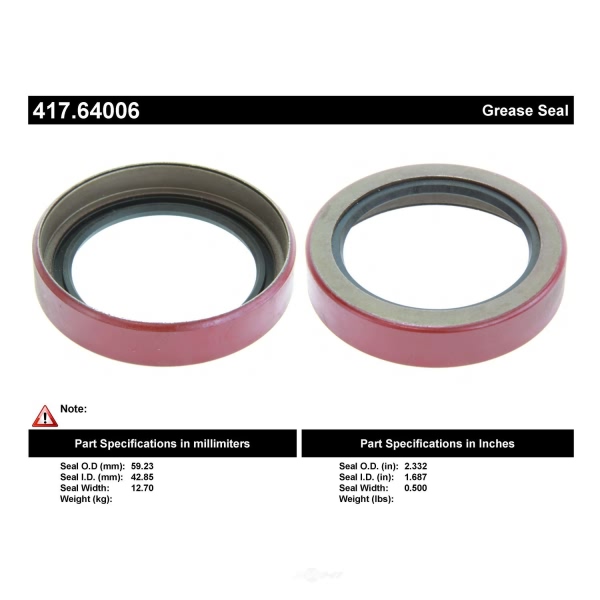 Centric Premium™ Front Inner Wheel Seal 417.64006