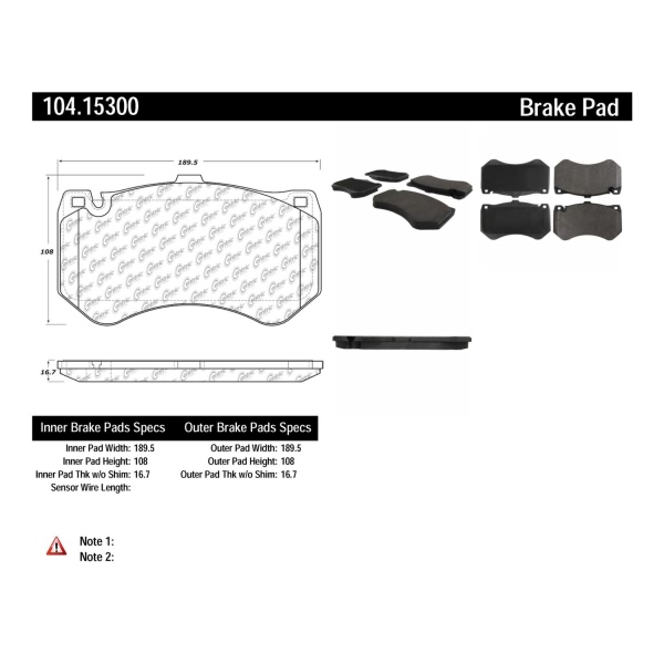 Centric Posi Quiet™ Semi-Metallic Front Disc Brake Pads 104.15300