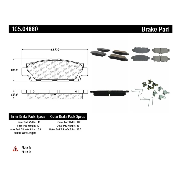 Centric Posi Quiet™ Ceramic Rear Disc Brake Pads 105.04880