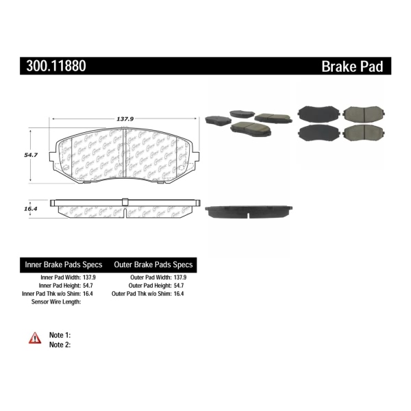 Centric Premium Semi-Metallic Front Disc Brake Pads 300.11880
