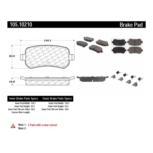 Centric Posi Quiet™ Ceramic Rear Disc Brake Pads 105.10210