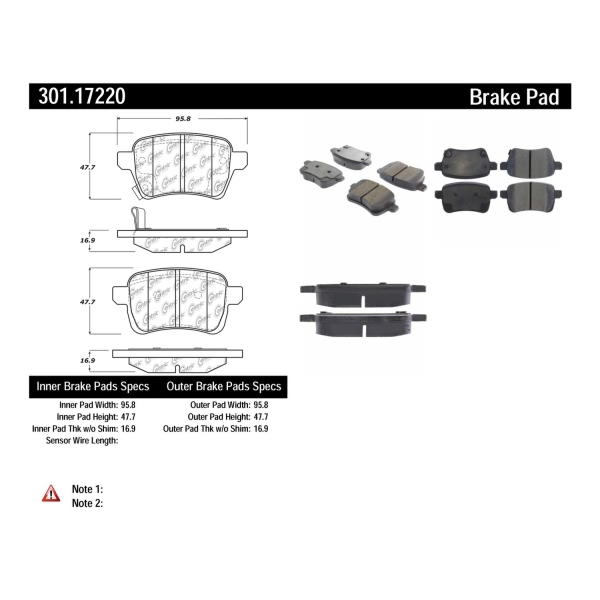 Centric Premium™ Ceramic Brake Pads With Shims And Hardware 301.17220