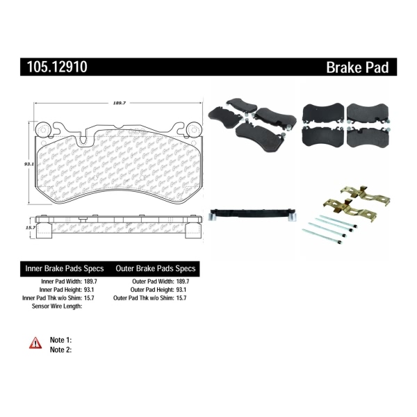 Centric Posi Quiet™ Ceramic Front Disc Brake Pads 105.12910