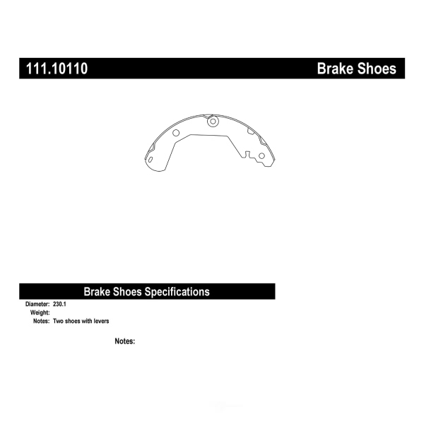 Centric Premium Rear Drum Brake Shoes 111.10110