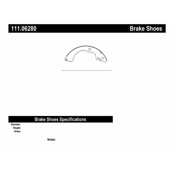 Centric Premium Rear Drum Brake Shoes 111.06280