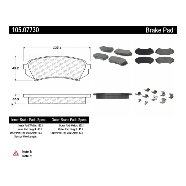 Centric Posi Quiet™ Ceramic Rear Disc Brake Pads 105.07730