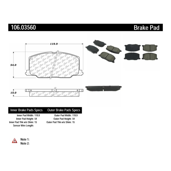 Centric Posi Quiet™ Extended Wear Semi-Metallic Front Disc Brake Pads 106.03560