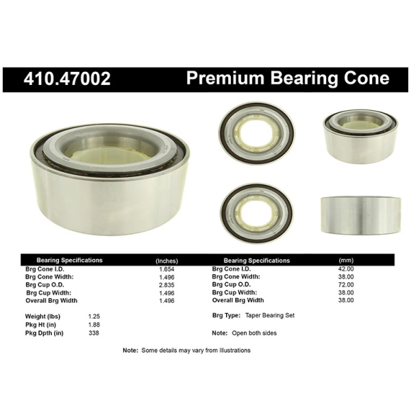 Centric Premium™ Front Passenger Side Wheel Bearing and Race Set 410.47002