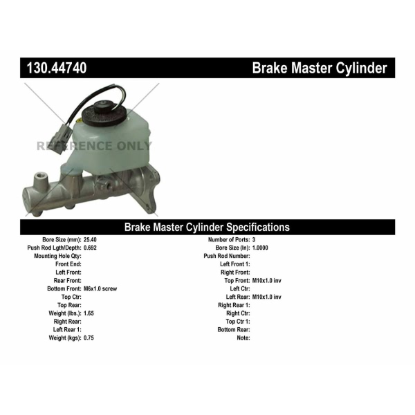 Centric Premium Brake Master Cylinder 130.44740