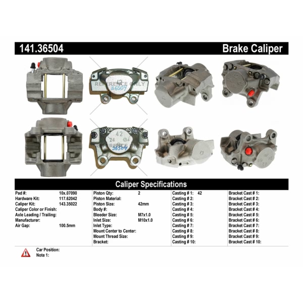 Centric Remanufactured Semi-Loaded Rear Driver Side Brake Caliper 141.36504