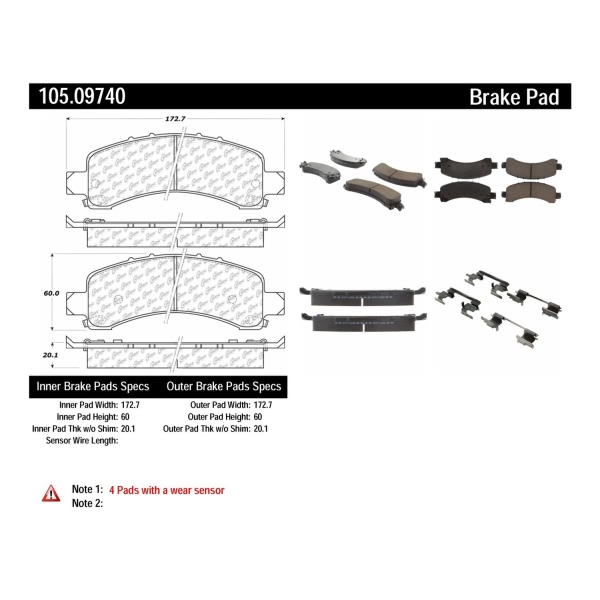 Centric Posi Quiet™ Ceramic Rear Disc Brake Pads 105.09740