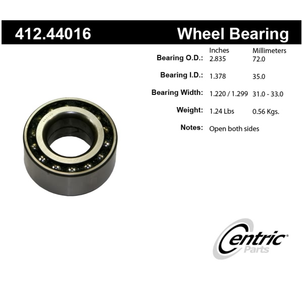 Centric Premium™ Front Driver Side Double Row Wheel Bearing 412.44016