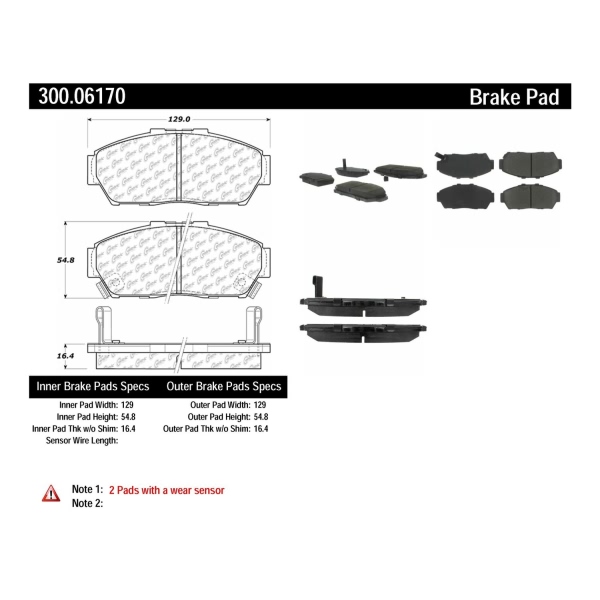 Centric Premium Semi-Metallic Front Disc Brake Pads 300.06170