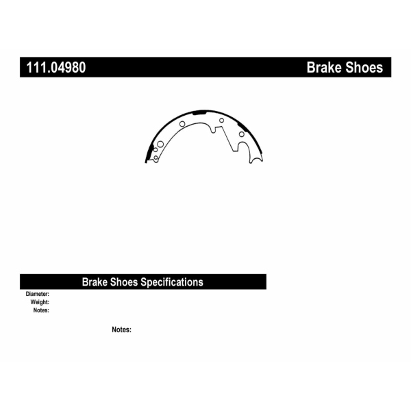 Centric Premium Rear Drum Brake Shoes 111.04980