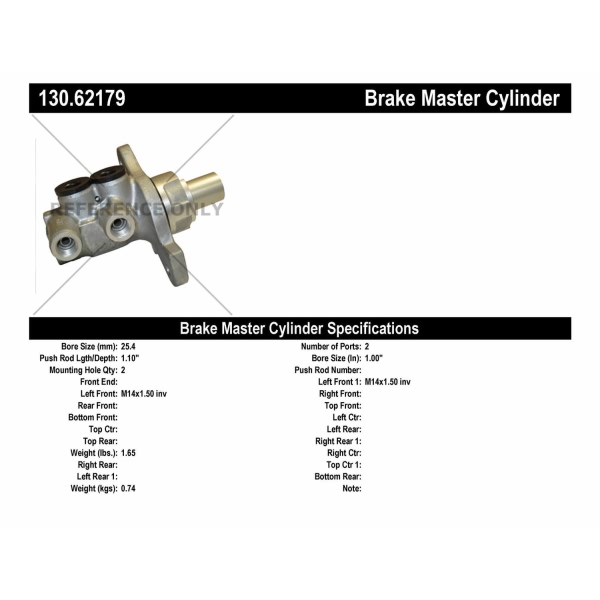 Centric Premium™ Brake Master Cylinder 130.62179