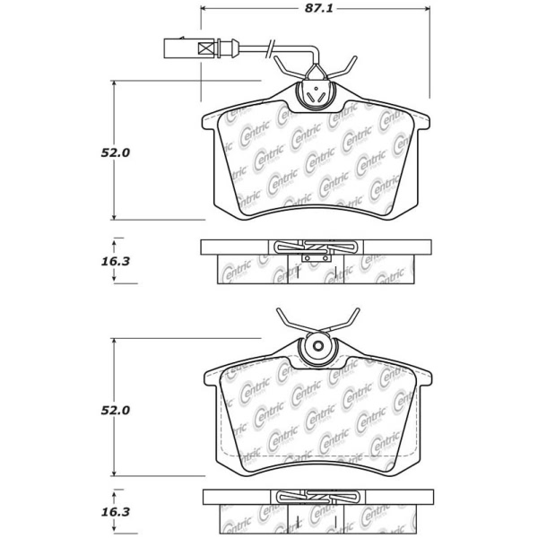 Centric Posi Quiet™ Semi-Metallic Rear Disc Brake Pads 104.03401