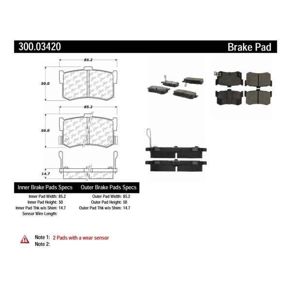 Centric Premium™ Semi-Metallic Brake Pads With Shims And Hardware 300.03420
