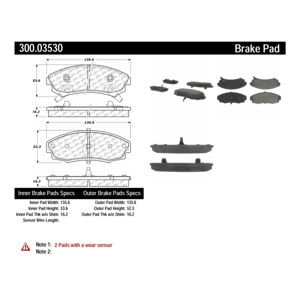 Centric Premium Semi-Metallic Front Disc Brake Pads 300.03530