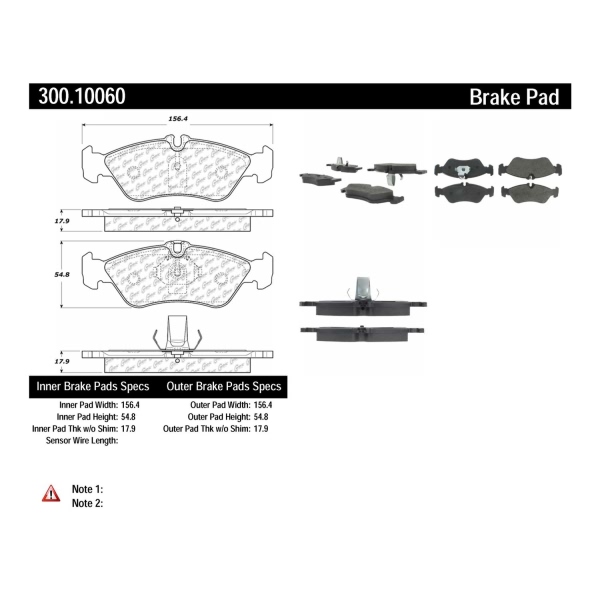 Centric Premium Semi-Metallic Rear Disc Brake Pads 300.10060