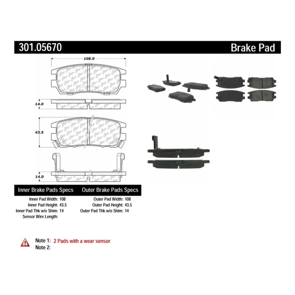 Centric Premium Ceramic Rear Disc Brake Pads 301.05670