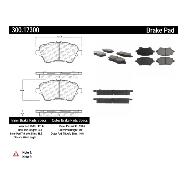 Centric Premium Semi-Metallic Front Disc Brake Pads 300.17300