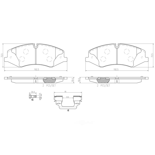 brembo Premium Ceramic Front Disc Brake Pads P44024N