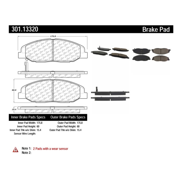 Centric Premium Ceramic Front Disc Brake Pads 301.13320