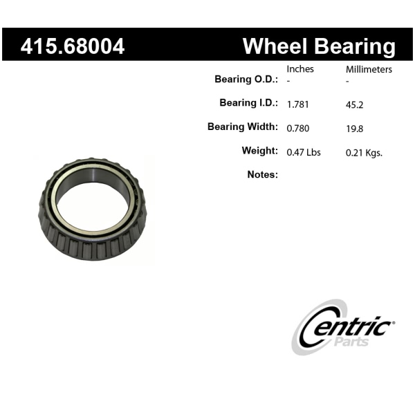 Centric Premium™ Front Passenger Side Outer Wheel Bearing 415.68004