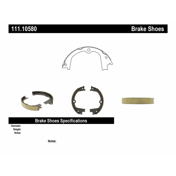 Centric Premium Rear Parking Brake Shoes 111.10580
