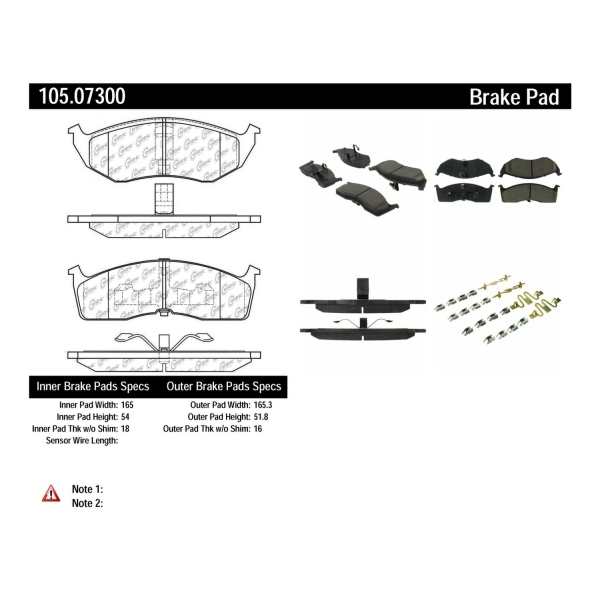 Centric Posi Quiet™ Ceramic Front Disc Brake Pads 105.07300