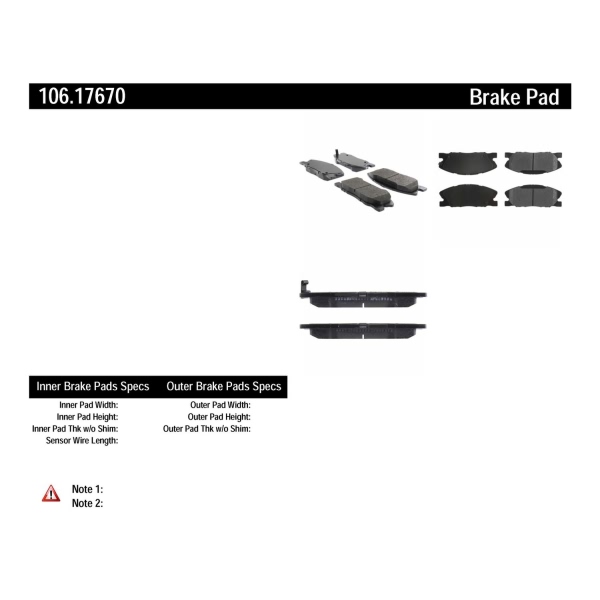 Centric Posi Quiet™ Extended Wear Semi-Metallic Front Disc Brake Pads 106.17670