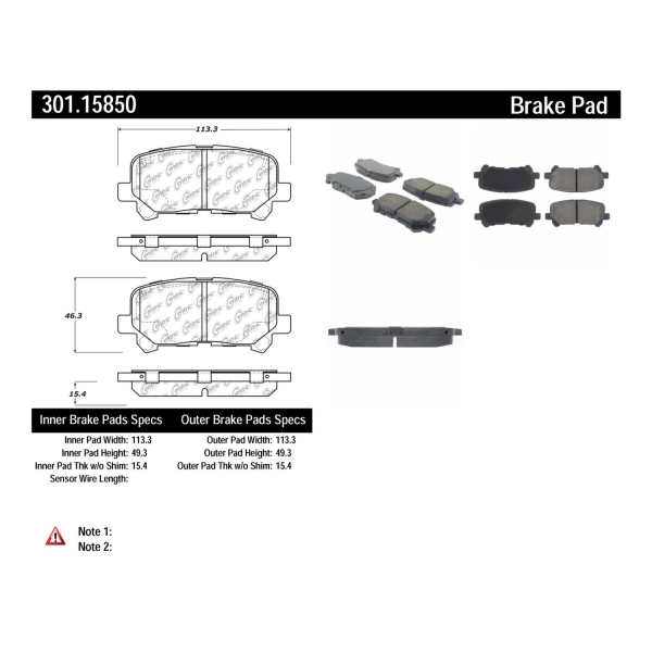 Centric Premium Ceramic Rear Disc Brake Pads 301.15850