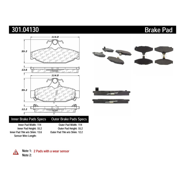 Centric Premium Ceramic Rear Disc Brake Pads 301.04130