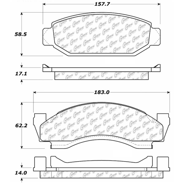 Centric Premium Semi-Metallic Front Disc Brake Pads 300.00500