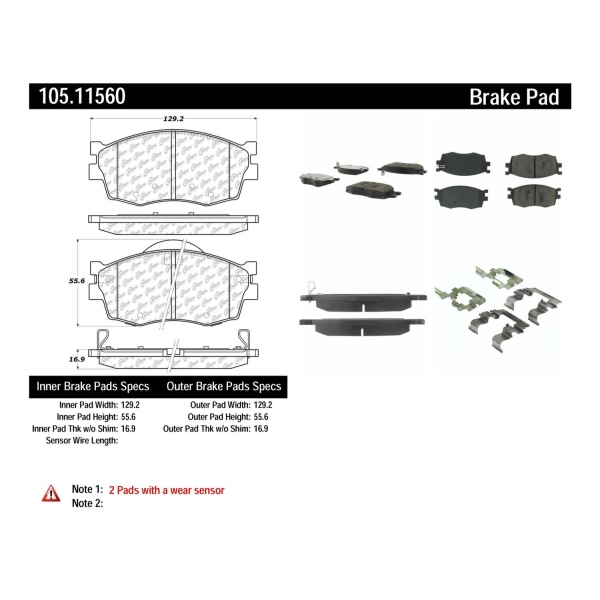 Centric Posi Quiet™ Ceramic Front Disc Brake Pads 105.11560