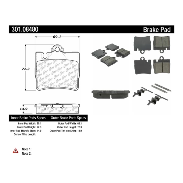 Centric Premium Ceramic Rear Disc Brake Pads 301.08480