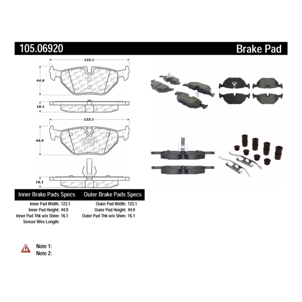 Centric Posi Quiet™ Ceramic Rear Disc Brake Pads 105.06920