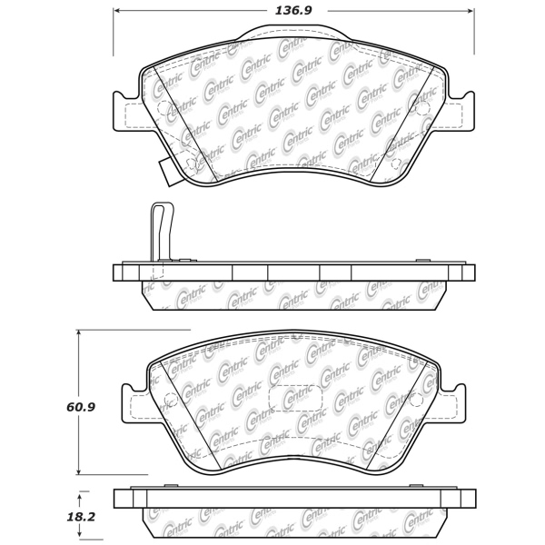 Centric Posi Quiet™ Ceramic Front Disc Brake Pads 105.15710