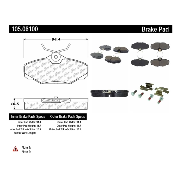 Centric Posi Quiet™ Ceramic Rear Disc Brake Pads 105.06100