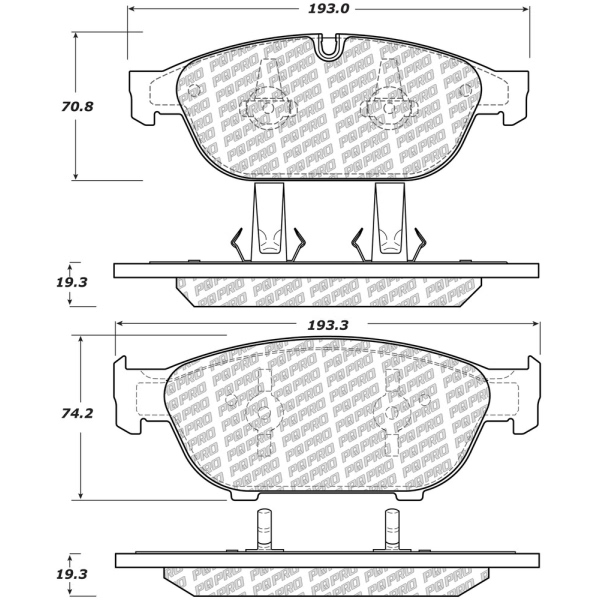 Centric Posi Quiet Pro™ Semi-Metallic Front Disc Brake Pads 500.15490