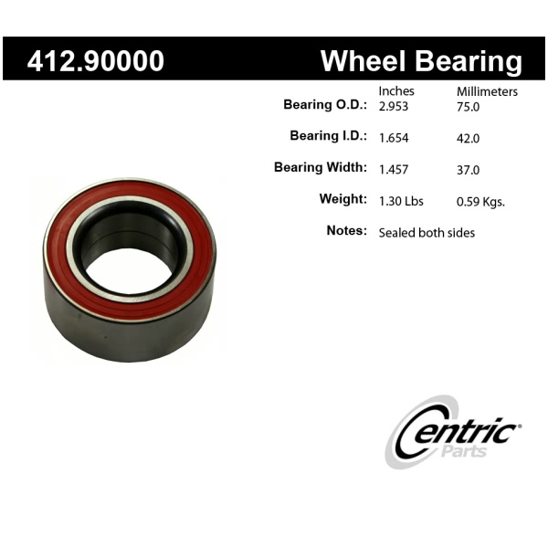 Centric Premium™ Rear Driver Side Double Row Wheel Bearing 412.90000