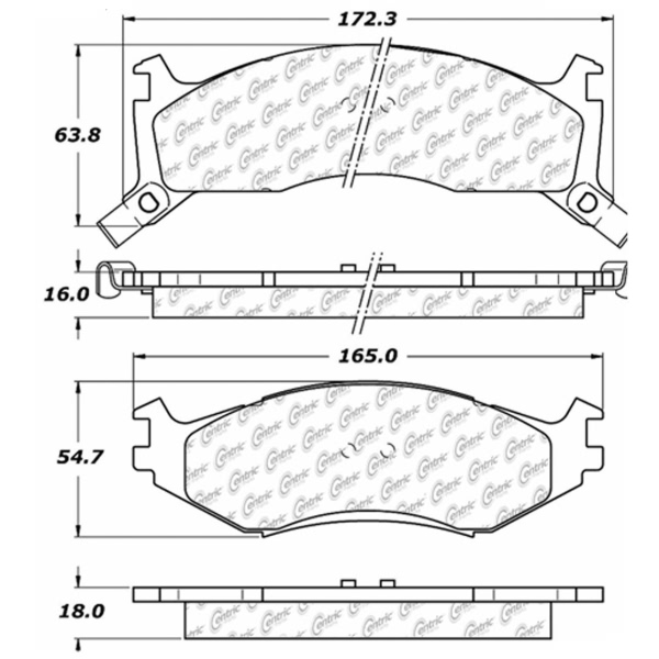 Centric Posi Quiet™ Extended Wear Semi-Metallic Front Disc Brake Pads 106.05240