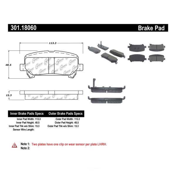 Centric Premium Ceramic Rear Disc Brake Pads 301.18060