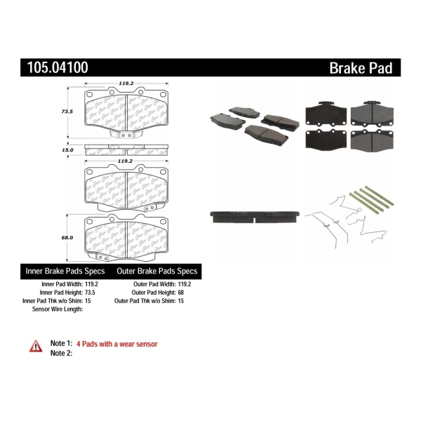 Centric Posi Quiet™ Ceramic Front Disc Brake Pads 105.04100