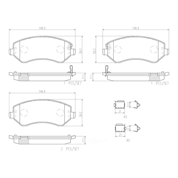 brembo Premium Ceramic Front Disc Brake Pads P37007N