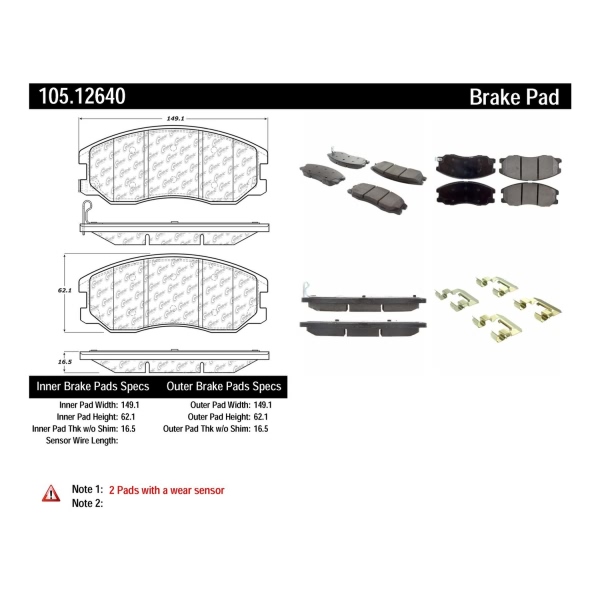 Centric Posi Quiet™ Ceramic Front Disc Brake Pads 105.12640